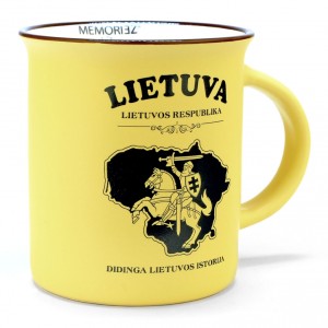 Mug Lithuania Knight - Yellow matt, 280ml, with History