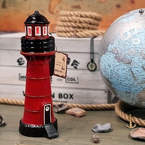 Hand made ceramic lighthouse candle holder Pervalka, Lithuania