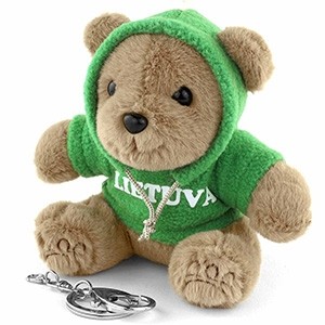 Lithuania Teddy Bear with Green Hoodie – Keyring & Backpack Charm | Memoriez