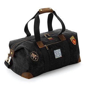 Black Vintage Travel Sports Bag with Lithuanian Symbols