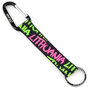 Keychain with Carabiner “LITHUANIA” – Black with Neon Accents