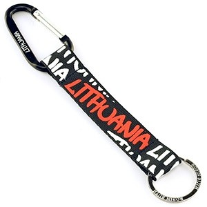Keychain with Carabiner “LITHUANIA” – Textile, Black