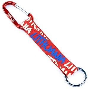 Keychain with Carabiner “LITHUANIA” – Textile, Red