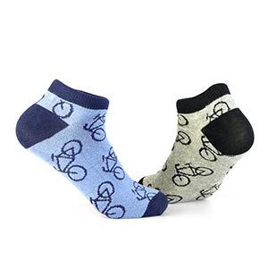Two pairs short men socks with bicycles size:(41-46) Blue & Gray