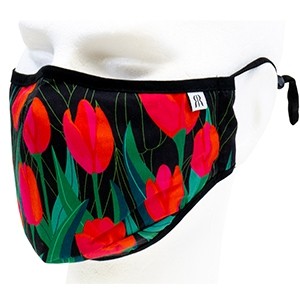 Black face mask "Red tulips"