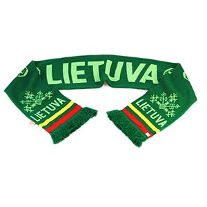 Green knitted scarf Lietuva