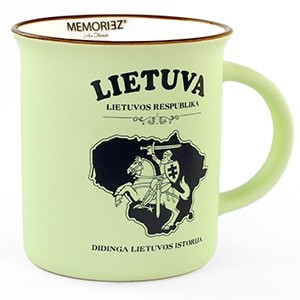 Mug Lithuania Knight - Matt Green Color, 280 ml, with History