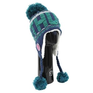 Blue winter hat Lithuania with pompons - Robin Ruth
