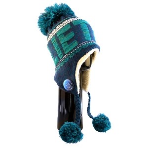 Blue winter hat LIETUVA with pompons - Robin Ruth