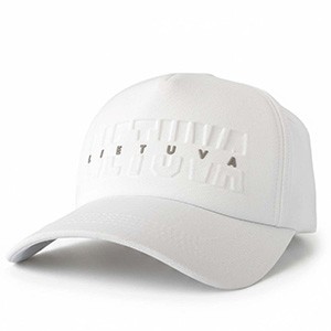 White Lithuania Cap with Embossed Design