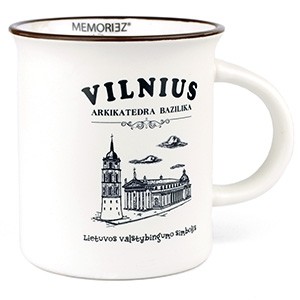 Mug with history Vilnius Cathedral Basilica, white matte, 280ml