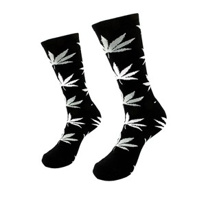 Black men cotton socks with weed leaf, size: (40-45)
