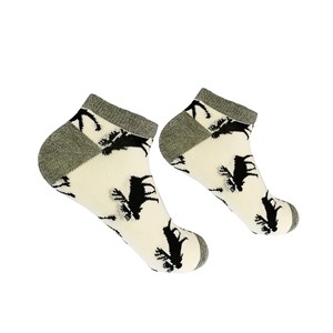 Unisex white color cotton short socks with elks size:(37-44)