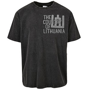 Black “The Country of Lithuania” T-Shirt – Acid Wash Heavy Oversize