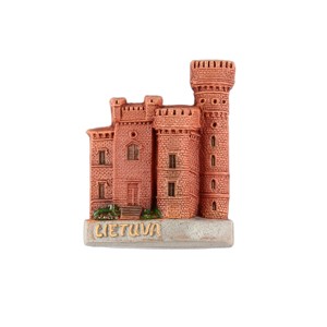 Hand made ceramic magnet Lietuva Raudone castle