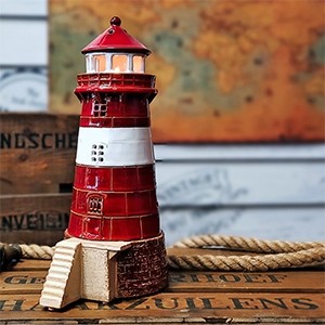 Handmade ceramic lighthouse candle holder - Mokkalasset Norway Collection
