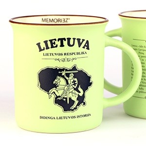Mug Lithuania Knight - Matt Green Color, 280 ml, with History