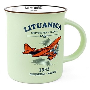 Lituanica mug with story green matt color