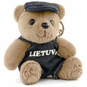 Brown Lithuania Teddy Bear with Denim Outfit – Keyring & Backpack Charm | Memoriez