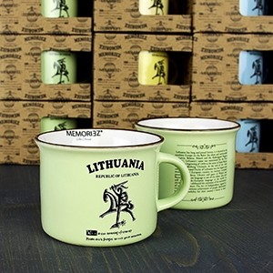Small Mug Lithuania Knight - Green Color, 150 ml, with History