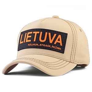 Modern Beige Travel Cap "LIETUVA – Travel, Explore, Discover"