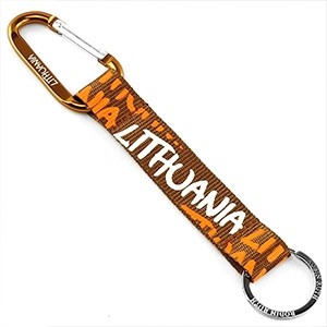 Keychain with Carabiner “LITHUANIA” – Textile, Brown