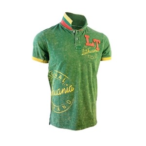 Green color Polo t-shirts "Lithuania LT Style" 