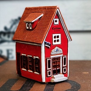 Handmade ceramic souvenir candle holder house Tallinn