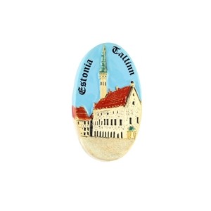 Handmade ceramic fridge magnet Town Hall Tallinn