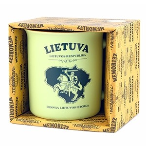 Mug Lithuania Knight - Matt Green Color, 280 ml, with History