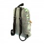 Gray backpack with green weed leaf