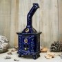 Handmade ceramic incense burner cobalt blue color