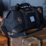 Unisex Black Vintage Travel Sports Bag with Lithuanian patches