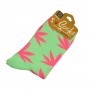 Mint color women cotton socks with weed leaf