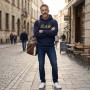 Navy hoodie full view