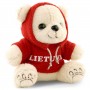 Front View White Lithuania Teddy Bear Red Hoodie