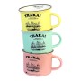 Pink color small ceramic cup with story of Trakai Castle