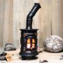 Handmade ceramic stove black color candle holder