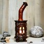 Handmade ceramic stove rusty brown color candle holder