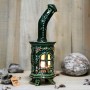 Handmade ceramic stove green color candle holder