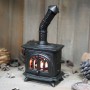 Handmade ceramic stove candle holder Black color