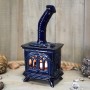 Handmade ceramic stove candle holder Cobalt Blue color