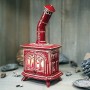 Handmade ceramic stove candle holder Red color