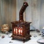 Handmade ceramic stove candle holder Brown color