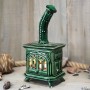 Handmade ceramic stove candle holder Green color