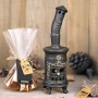 Handmade ceramic incense burner - black stove