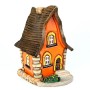 Handmade ceramic house incense burner orange color
