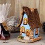 Handmade ceramic house incense burner light blue color