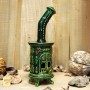 Handmade incense burner round stove bottle green color