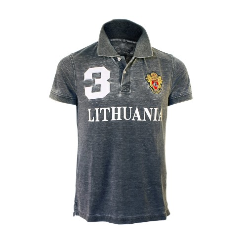 Polo marškinėliai "Lithuania 3 Style" pilkos spalvos 